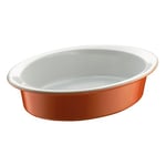 Berndes 054025 Plat Ovale céramique 20 x 14 cm (Orange/Blanc)