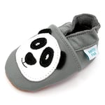 Dotty Fish Chaussures Cuir Souple bébé. Chaussures de Poussette pour Les Filles et Les garçons. Panda Gris. 6-12 Mois (19 EU)