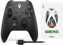 Manette Sans Fil Carbon Black Avec Câble Usb-C Pour Pc ( Series) & Abonnement Game Pass Ultimate - 3 Mois - /Win 10 Pc - Code Jeu