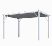 Pergola 100% Aluminium Couleur Grise 12 M2 - Structure Blanch Perle