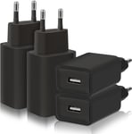 4-Pack 5w Chargeur Usb, 5v/1a Pr Usb Adaptateur Usb Bloc Chargeur Usb, Pr Secteur Usb Compatible Avec Iphone Samsung Huawei Xiaomi Oppo Lg (Noir)[L942]