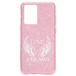 Coque Iphone 12 PRO MAX paillettes rose love dreams ailes blanc