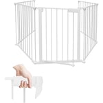 Swanew - Barrière de Sécurité pour bébé, Animaux Enfant Grille de Protection Cheminée Pare-Feu de Cheminée, 300x75cm avec 5 Pans,Blanc