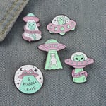 1/5kpl Avaruusalus Pin Alien Kissa Kovaa Emalipinssi Suloinen Kawaii Reppuihin