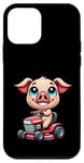 Coque pour iPhone 12 mini Tracteur porc jardin jardinier tondeuse à gazon