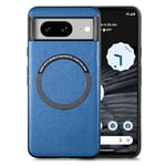 Galful Coque Google Pixel 8 Compatible avec MagSafe,Pixel 8 Étui de Protection en PU Cuir et TPU Antichoc Housse Coque Fine Premium Mate Antichoc Housse-Bleu