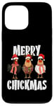 Coque pour iPhone 13 Pro Max Merry Chickmas Chapeau de Père Noël lumineux Motif poule