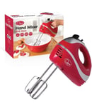 Quest 35820 Electric Hand Mixer / Complete With Chrome Beaters, Dough Red