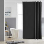 Furlinic Petit Rideau de Douche Noir Tissu Imperméable Lavable avec 8 Crochets Anti Moisissure en Polyester Rideau Douche 120x180cm pour Salle de Bain