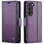 XTCASE Coque pour Samsung Galaxy S22 5G Étui en Cuir Housse à Rabat Portefeuille Pochette Fermeture Magnétique Clapet Case Porte Carte Flip Cover Support Fonction - Violet