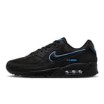 Nike Mens Air Max 90, Size 8 UK, Black University Blue Trainers FJ4218 001