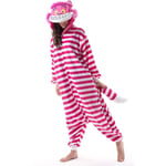 Unisex Vuxen tecknad kostym Halloween Jul Sovkläder Jumpsuit Onesies Plysch Cosplay Pyjamas Cheshire Cat L