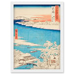 Artery8 Sumida River, Snowy Morning Musashi Province Utagawa Hiroshige Japanese Woodblock Artwork Framed Wall Art Print A4