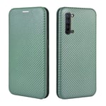 HAOTIAN Case for OPPO Find X2 Lite Flip Wallet Cover with [Card Slots], Anti-Scratch Carbon Fiber PC + Shockproof TPU Inner Protective + Ring Stand Holder. Green
