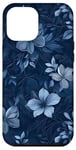 Coque pour iPhone 15 Pro Max Joli motif botanique floral bleu marine