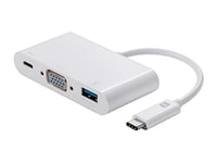 Monoprice USB-C vers (3) USB A 3.0 Femelle hub + Gigabit Ethernet (114503) Adaptateur Multi-Ports USB-C/VGA Blanc