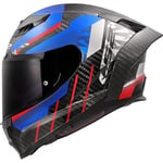 LS2 Dragon FF807. Motorcycle Helmet. Full Face. Full Carbon. Dark Visor, Pinlock and Carrying Bag Included. TRAX Gloss Blue Red. XXL