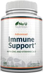 Immune Support - Vitamin C 1200Mg and Zinc 40Mg & Vitamin D3 1000IU - 180 Vegeta