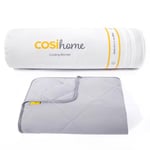 Cosi Home Luxury Cooling Blanket Q-Max>0.4 Cooling Nylon Fibres - Lightweight, Reversible Microfiber Throw for Sofas & Beds - Summer, Cold Blanket for Night Sweats & Sleeping - Quilted Grey