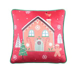 Fusion - Coussin de Noël (43 x 43 cm) - Bord passepoilé - Coussin de Maison en Pain d'épices et Pain d'épices - Décorations de Noël - Inserts de Coussin en Polaire pelucheuse avec Housses incluses -