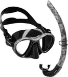 Mask And Snorkel Set, Cressi Metis + Corsica Combo Black Camouflage, Scuba