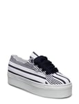 Superga 2790 Cotmultistripew Sneakers Platform Vit [Color: WHITESTRIPESNAVY ][Sex: Women ][Sizes: 38,40 ]