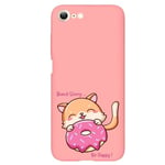 Coque rose Iphone 7 8 et SE 2020 et 2022 donut chat