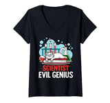 Womens Evil Genius Scientist Cat Chemistry Lab Art V-Neck T-Shirt