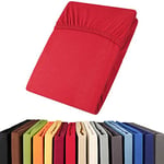 aqua-textil Viana Drap-Housse surmatelas revêtement lit sommier tapissier Coton 90x200-100x200 cm Rouge