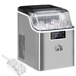 Ice Cube Machine 20 Kg/24H 2,3 L Iskubsmaskin Med 3,2 L Vattentank Iskubmaskin Självrengörande Rostfritt Stål Silver 25,2 X 36 X