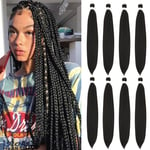 Braiding Hair Pre Stretched - 26 Inch Pre Stretched Braiding Hair 4# Braiding Hair Soft Yaki Texture 8 Packs Crochet Hair Extensions Braids for Black Women (26 Inch(8Packs), 4#)