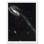 Artery8 Hubble Space Telescope Image The Tadpole Spiral Galaxy Gravitational Forces Pair Collision Create Long Tail Gas Blue Star Birthing Debris Artwork Framed A3 Wall Art Print