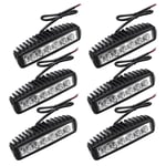 6PCS 18W Phare de Travail Carre a Leds Angle 60 dc 12V-24V Quad Camion Bateau Tracteur Offroad Impermeable - Noir - Einfeben