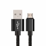 Laddkabel Micro USB |2M| Samsung/HTC/LG/Nexus/Nokia - SVART