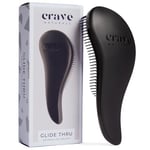 Crave Naturals Glide Detangler Hair Brush - Perfect Tangle Teezer for Curly Hair, Straight Hair, Wet or Dry, and a Great Stocking Filler - Detangle Hair Brush for Women, Men, and Kids - Black