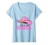 Womens Leopard Cowboy Hat Let's Go Cowgirls Girls Western Country V-Neck T-Shirt