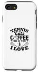 Coque pour iPhone SE (2020) / 7 / 8 Tennis Cats Coffee This Is What I Love Joueur de tennis