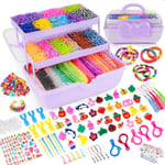 Sanlebi 15000+ Pcs Loom Band Kit - 32 Colors DIY Rubber Loom Bands, Charm Making