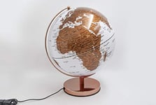 Mascagni 20BO1547 Globe Terrestre décoratif doré Lumineux-Mappemonde-Eclairage LED-Base en métal-Couleur Or-Diamètre 25 cm, 25