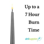 Grey Taper Dinner Candles  9" 24cm Candle Unscented 7 Hour Burn Time 50 Pack