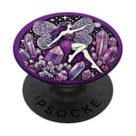 Illustration de fée en cristal violet améthyste PopSockets PopGrip Adhésif