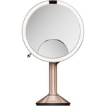 Simplehuman Trio makeup spejl med lys, dæmpbar, sensor, Ø23,2 cm, rosa guld