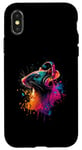 iPhone X/XS Colorful Artistic House Rat Mouse Music Headphones Rat Case