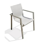 Fauteuil De Jardin Empilable Miami En Alu Kaki Et Toile Plastifiée Grise Dcb Garden