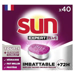 SUN - pastilles lave-vaisselle Tout en 1 Expert Plus - 40 tablettes - regular - imbattable sur les taches incrustées de + de 72h - Fabriqué en France