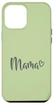 Coque pour iPhone 15 Pro Max Gris Feuille Cœur Vert Maman