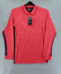 Nike Polo Shirt Mens Small Red Dri-Fit Breathable Long Sleeve Top Golf Casual