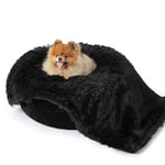 Bedsure Waterproof Dog Blankets Small - 60x80cm Long Faux Fur Dog Bed Blankets Washable for Puppy Dogs, Calming Cat Blanket for Bed Couch Protector, Fluffy Pet Throw Blanket, Black