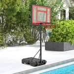 Goplus - Panier de Basket pour Piscine, But de Basket Portable et Cerceau Réglable en Hauteur avec Roues et Base Remplissable, pour Intérieur et