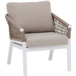 Fauteuil de salon de jardin Oriengo taupe & blanc en aluminium traité époxy - Hespéride